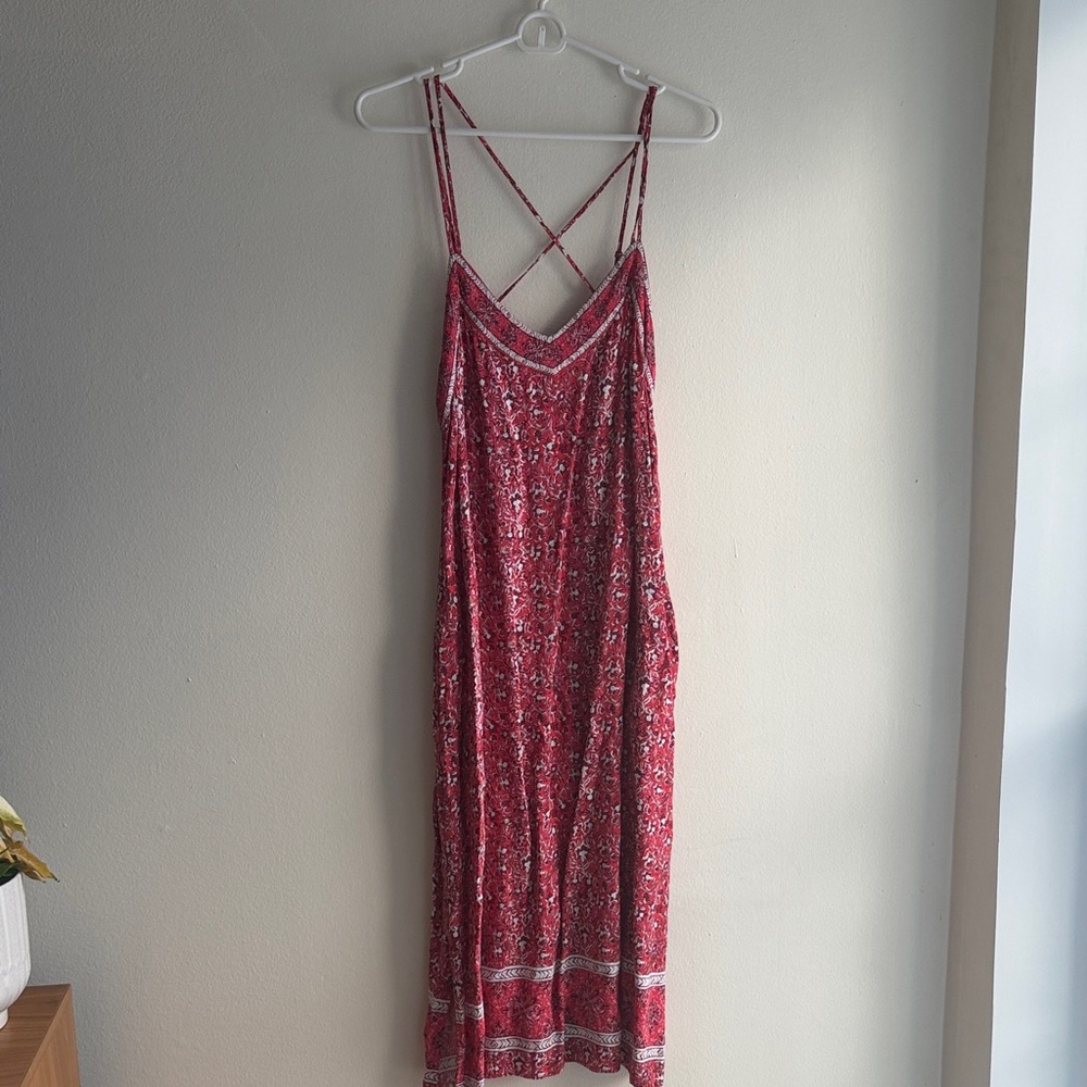 GAP Crimson Floral paisley Strappy Midi Dress